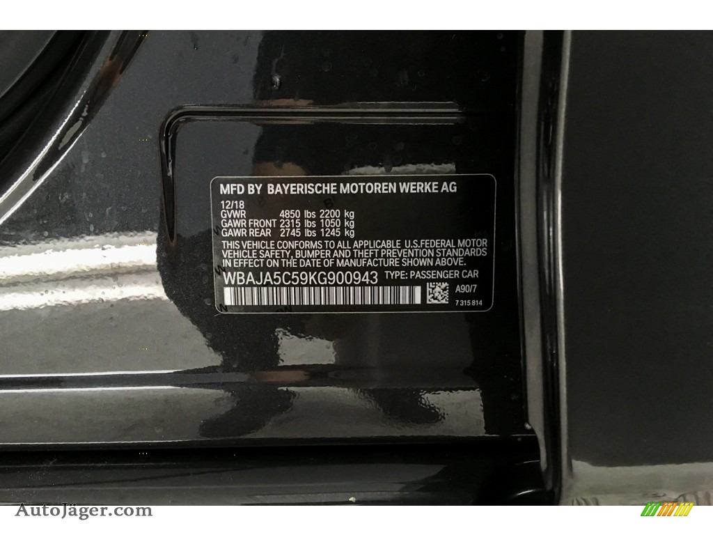 2019 5 Series 530i Sedan - Dark Graphite Metallic / Black photo #11