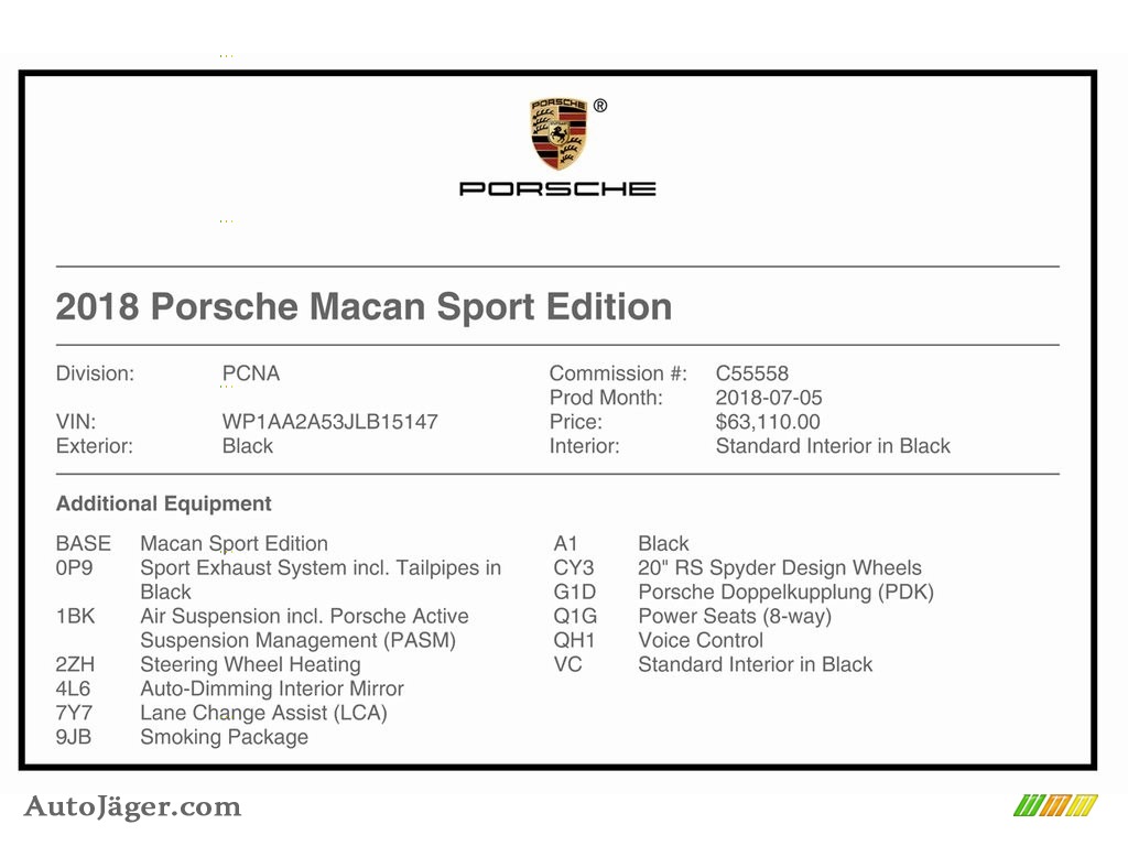 2018 Macan Sport Edition - Black / Black photo #26