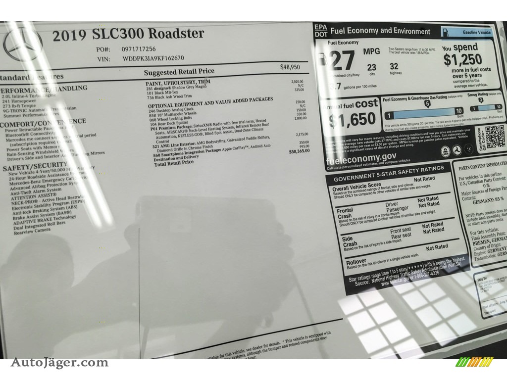 2019 SLC 300 Roadster - designo Shadow Grey Magno (Matte) / Black photo #10