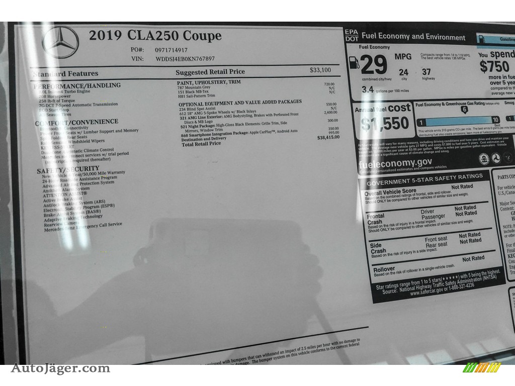 2019 CLA 250 Coupe - Mountain Grey Metallic / Black photo #10