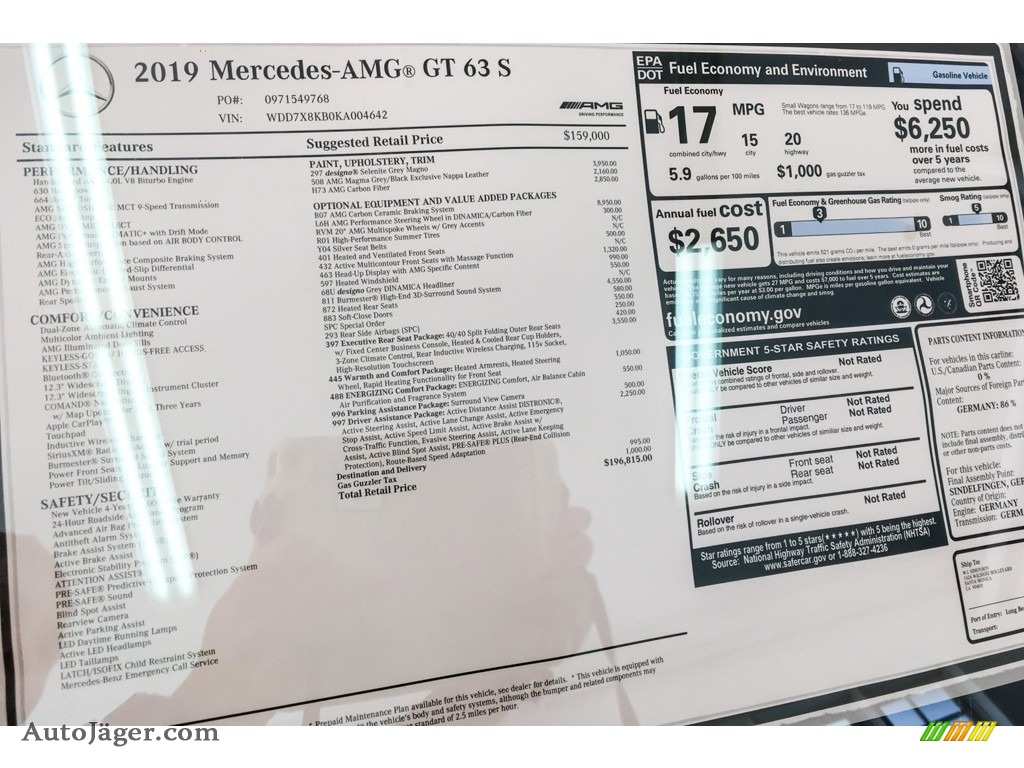 2019 AMG GT 63 S - designo Selenite Grey Magno (Matte) / Black photo #10