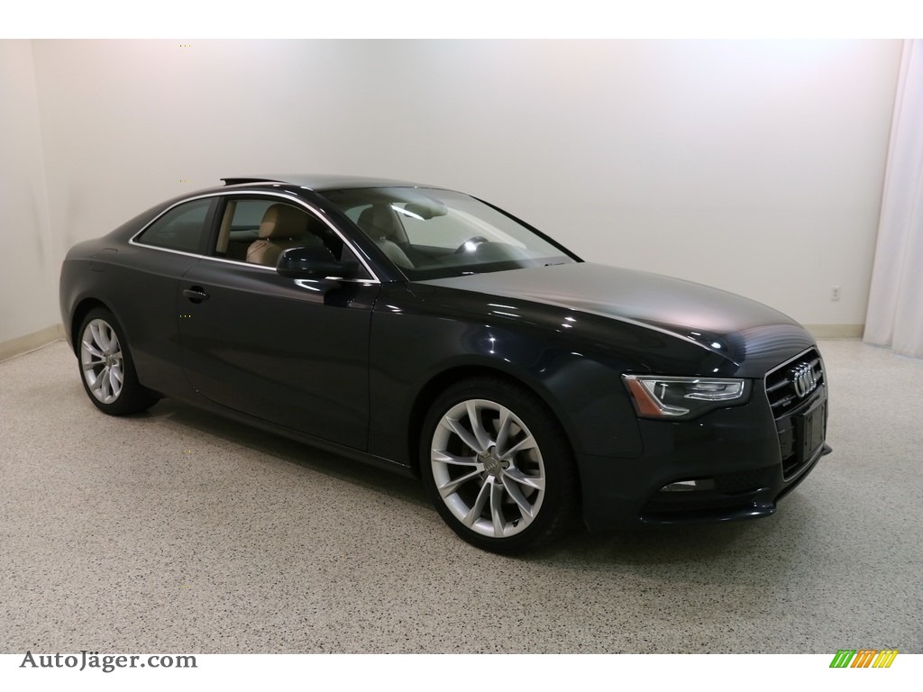 2013 A5 2.0T quattro Coupe - Moonlight Blue Metallic / Velvet Beige/Moor Brown photo #1