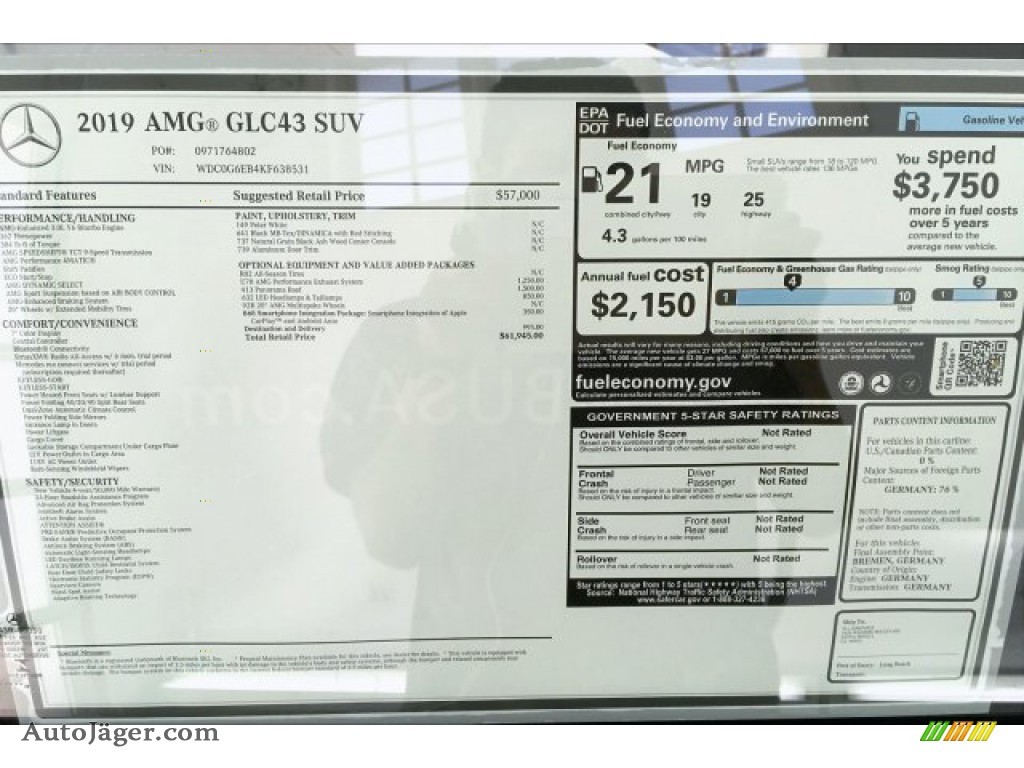 2019 GLC AMG 43 4Matic - Polar White / Black photo #10