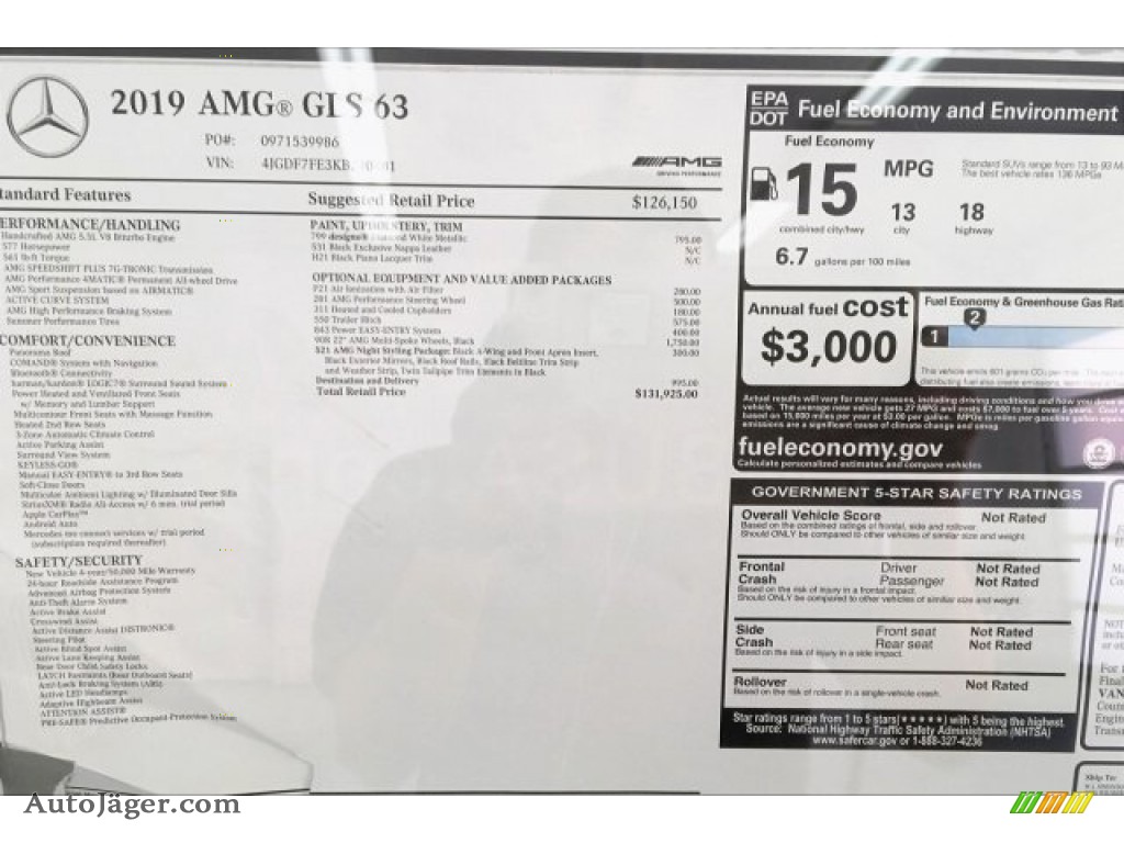2019 GLS 63 AMG 4Matic - designo Diamond White Metallic / Black photo #10