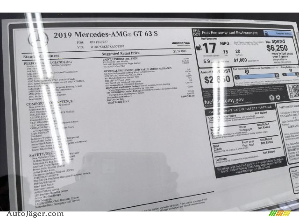 2019 AMG GT 63 S - Graphite Grey Metallic / Black photo #11