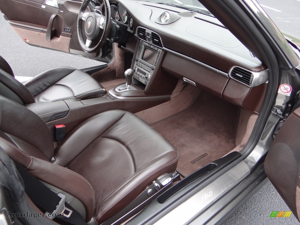 2008 911 Turbo Coupe - Slate Grey Metallic / Cocoa Brown photo #30