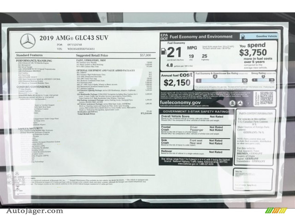 2019 GLC AMG 43 4Matic - Selenite Grey Metallic / Black photo #10