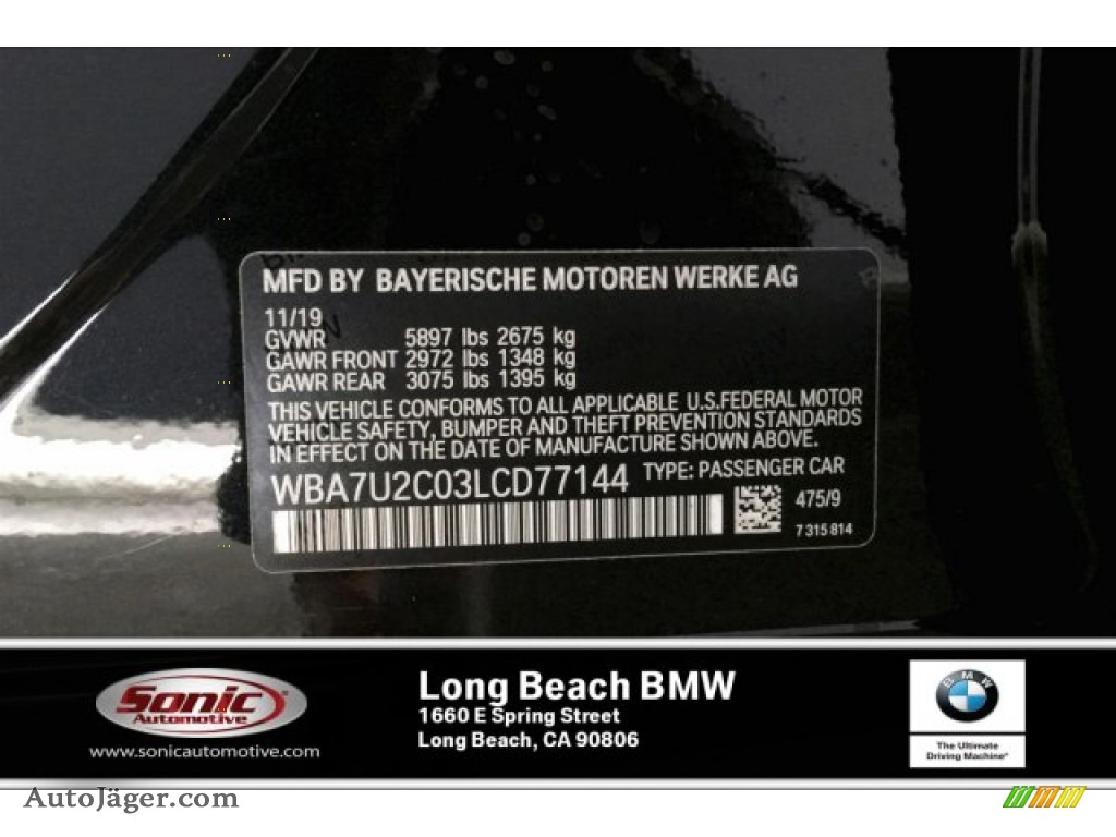2020 7 Series 750i xDrive Sedan - Black Sapphire Metallic / Black photo #11