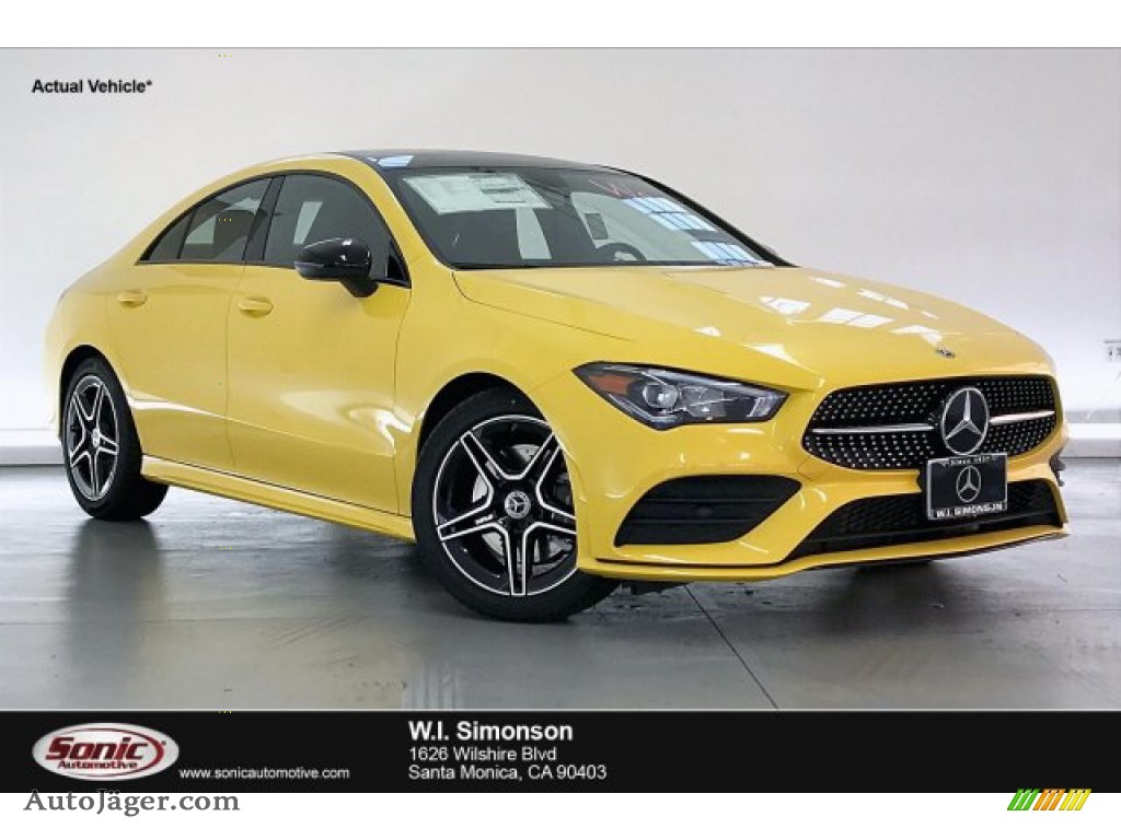 Sun Yellow / Black Dinamica w/Red stitching Mercedes-Benz CLA 250 Coupe