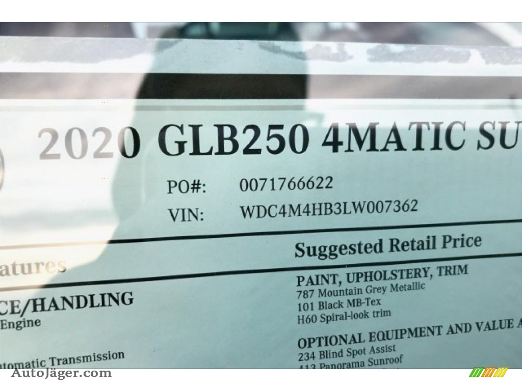 2020 GLB 250 4Matic - Mountain Grey Metallic / Black photo #11