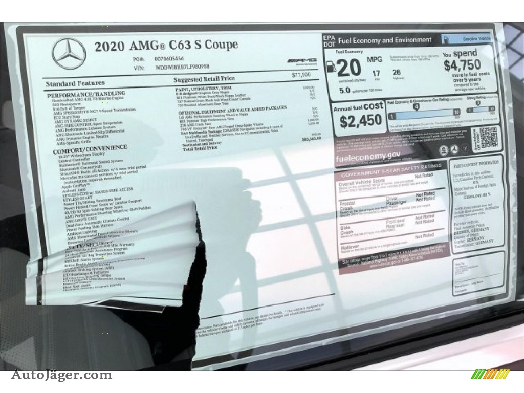 2020 C AMG 63 S Coupe - designo Graphite Grey Magno (Matte) / Platinum White/Pearl Black photo #11