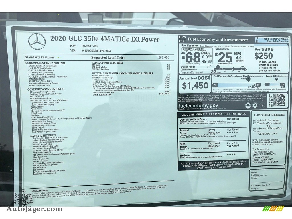 2020 GLC 350e 4Matic - Black / Black photo #11