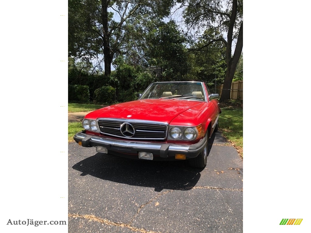 1985 SL Class 380 SL Roadster - Signal Red / Parchment photo #6