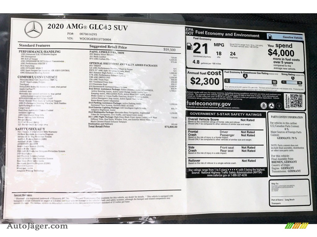 2020 GLC AMG 43 4Matic - Mojave Silver Metallic / Black photo #10