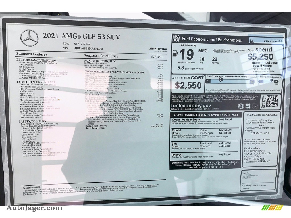 2021 GLE 53 AMG 4Matic - Mojave Silver Metallic / Black photo #10