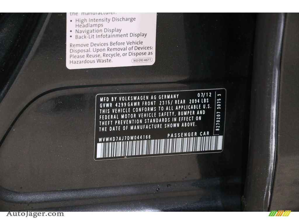 2013 GTI 4 Door Autobahn Edition - Carbon Steel Gray Metallic / Titan Black photo #18
