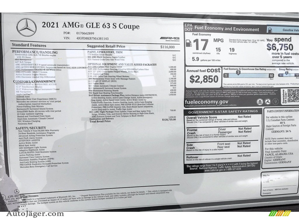 2021 GLE 63 S AMG 4Matic Coupe - Iridium Silver Metallic / Black photo #10