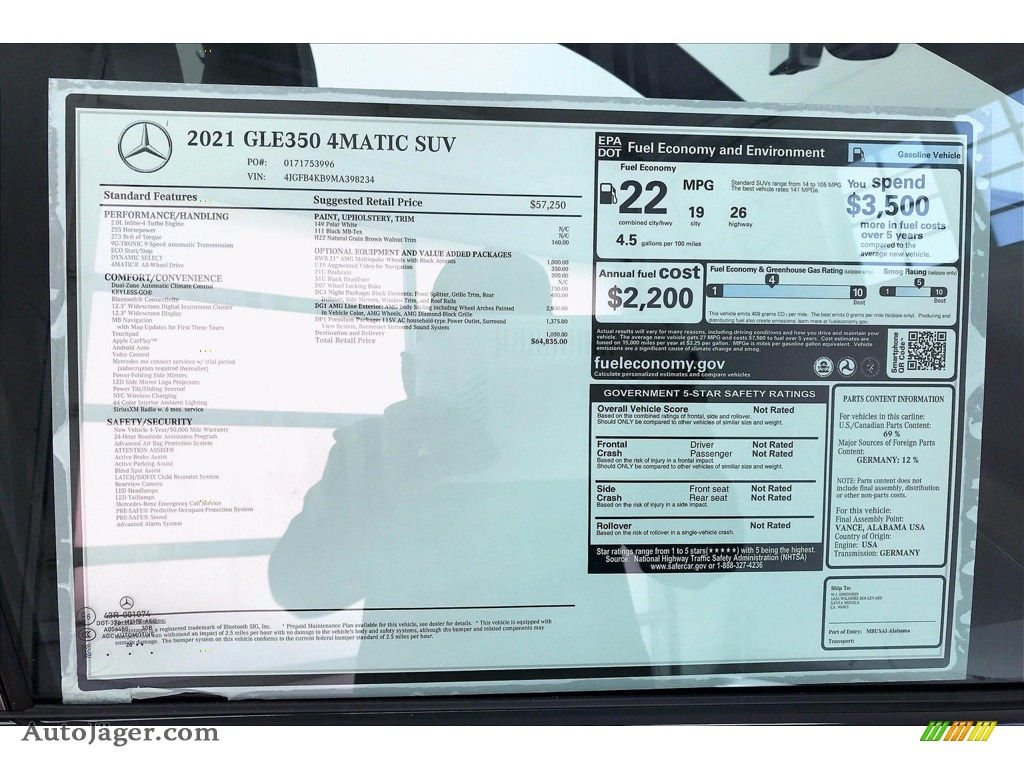 2021 GLE 350 4Matic - Polar White / Black photo #11