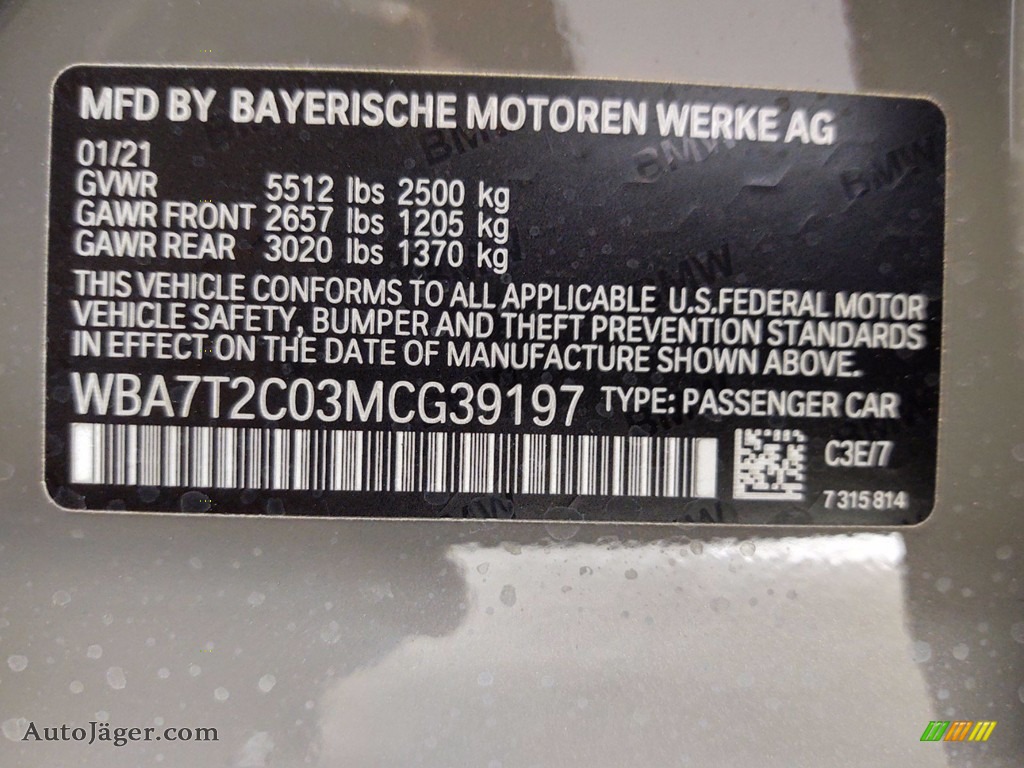 2021 7 Series 740i Sedan - Bernina Gray Amber Effect / Black photo #26