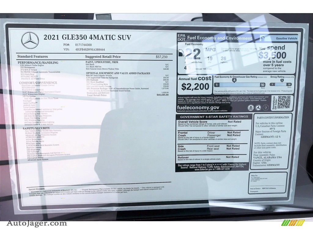 2021 GLE 350 4Matic - Black / Black photo #13