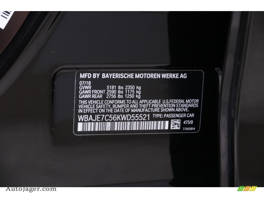 2019 5 Series 540i xDrive Sedan - Black Sapphire Metallic / Cognac photo #23