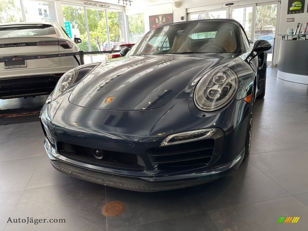 Dark Blue Metallic / Black/Luxor Beige Porsche 911 Turbo S Cabriolet