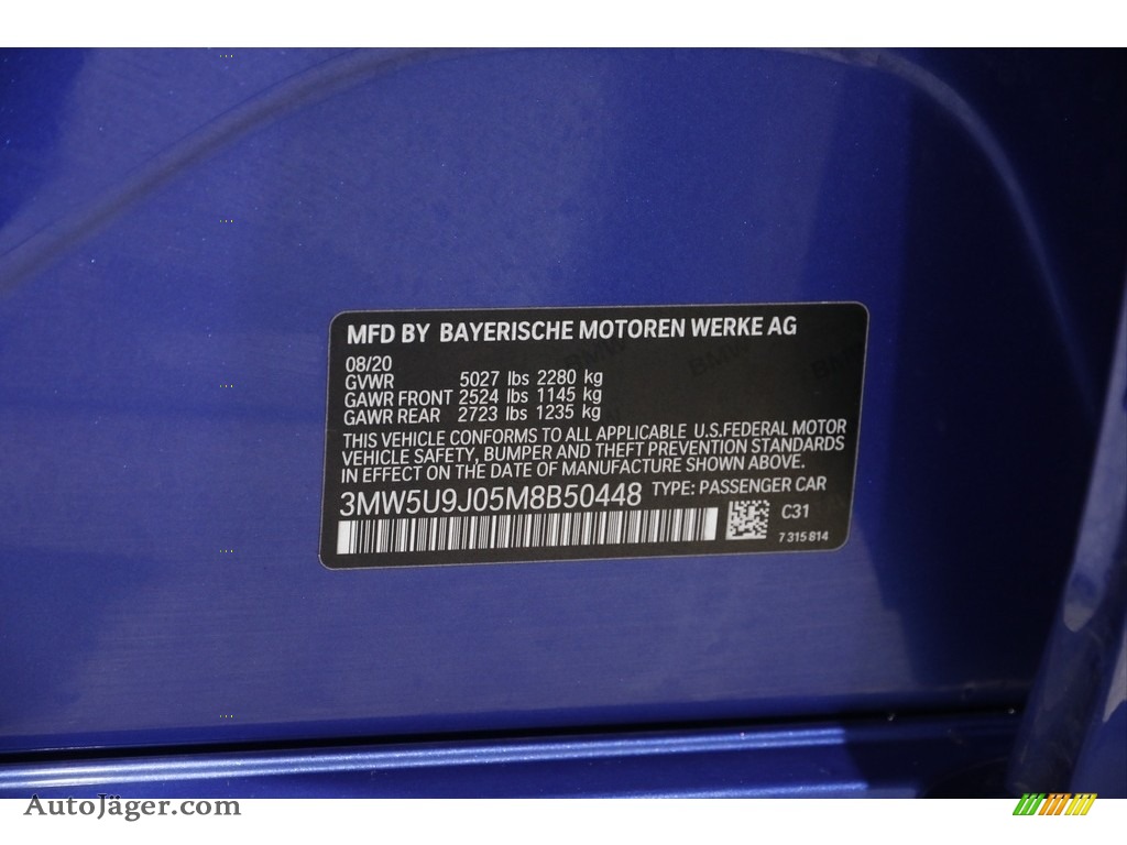 2021 3 Series M340i xDrive Sedan - Portimao Blue Metallic / Black photo #26