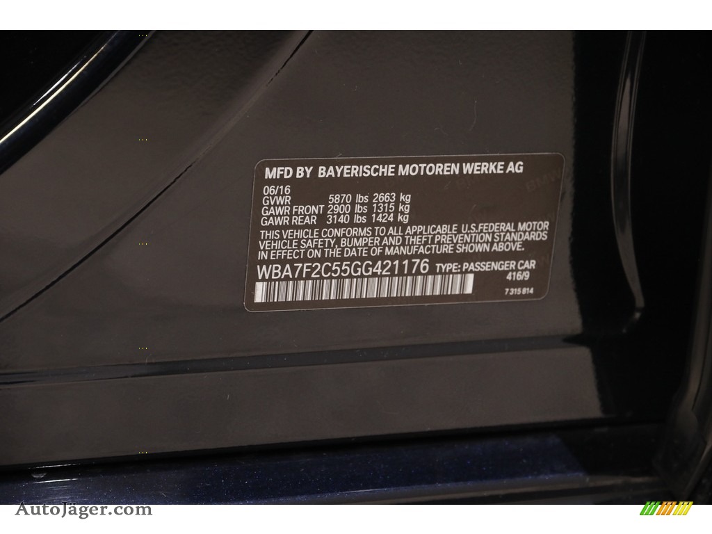 2016 7 Series 750i xDrive Sedan - Carbon Black Metallic / Black photo #27