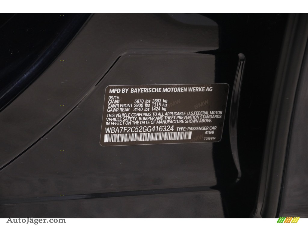 2016 7 Series 750i xDrive Sedan - Carbon Black Metallic / Cognac photo #27