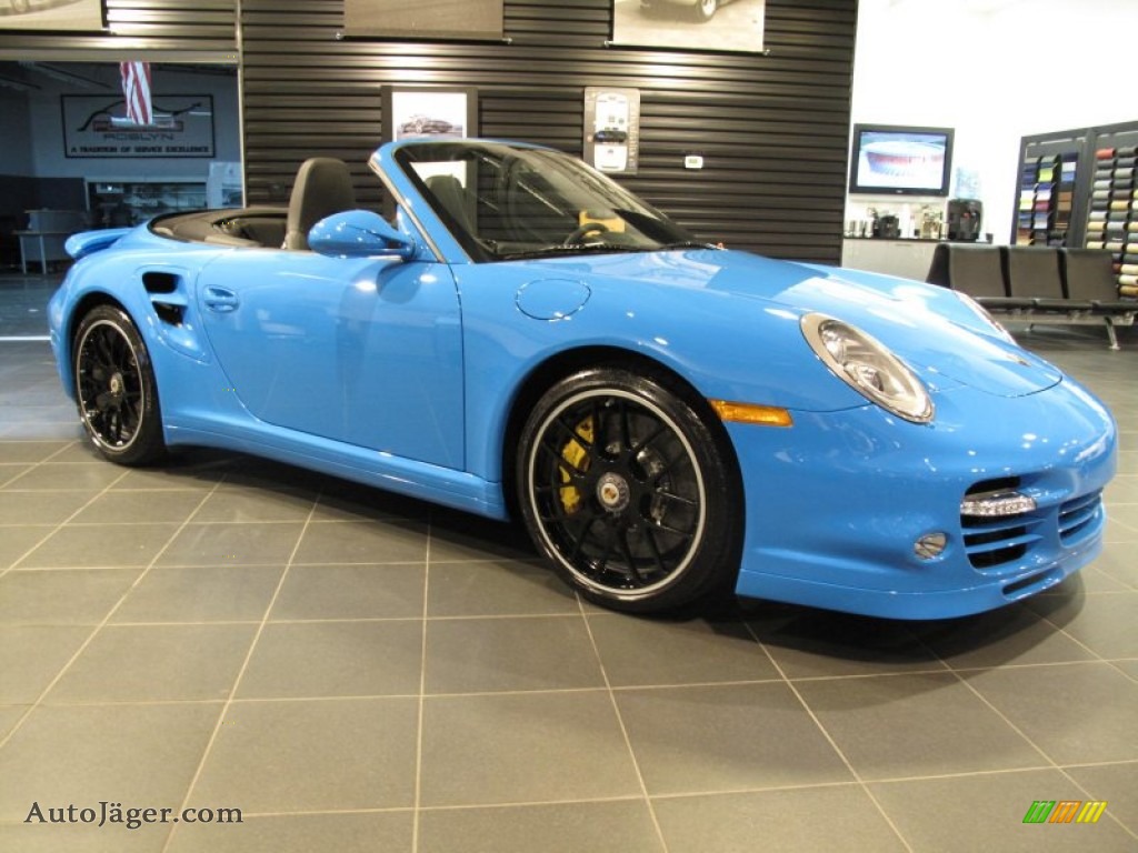 2012 911 Turbo S Cabriolet - Paint to Sample Bright Blue / Black photo #7