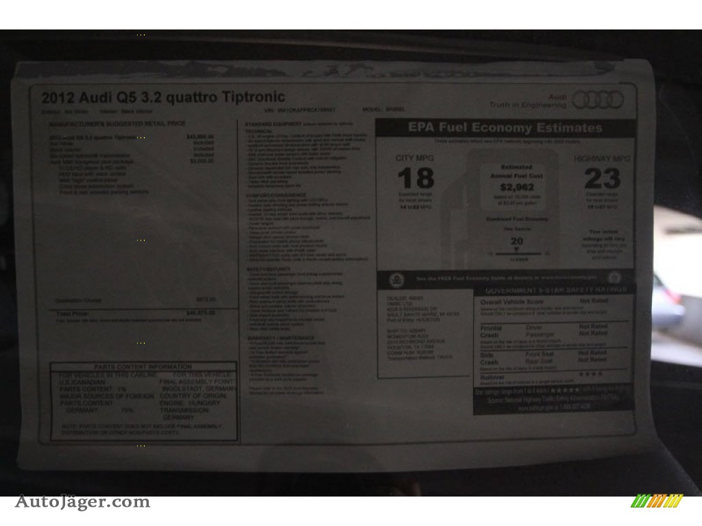 2012 Q5 3.2 FSI quattro - Ibis White / Black photo #28