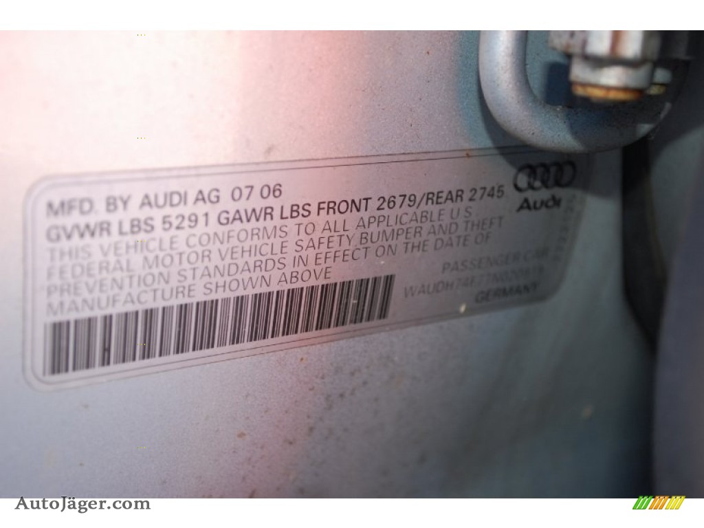 2007 A6 3.2 quattro Sedan - Quartz Grey Metallic / Ebony photo #20