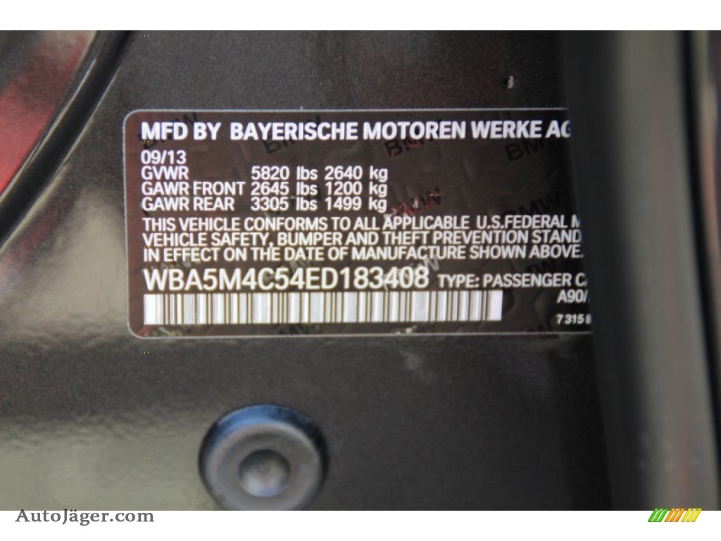 2014 5 Series 535i xDrive Gran Turismo - Dark Graphite Metallic / Black photo #35