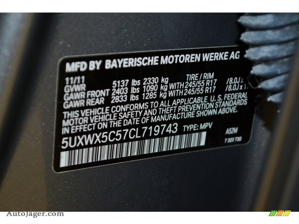 2012 X3 xDrive 28i - Space Gray Metallic / Black photo #11