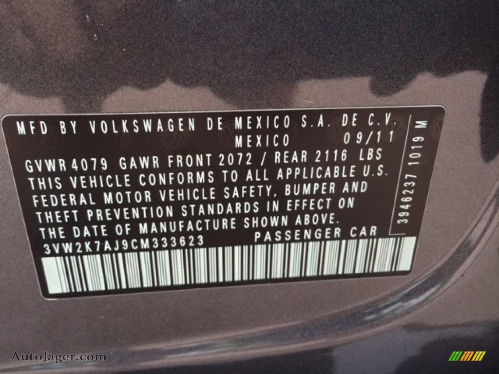 2012 Jetta S Sedan - Platinum Gray Metallic / Titan Black photo #14