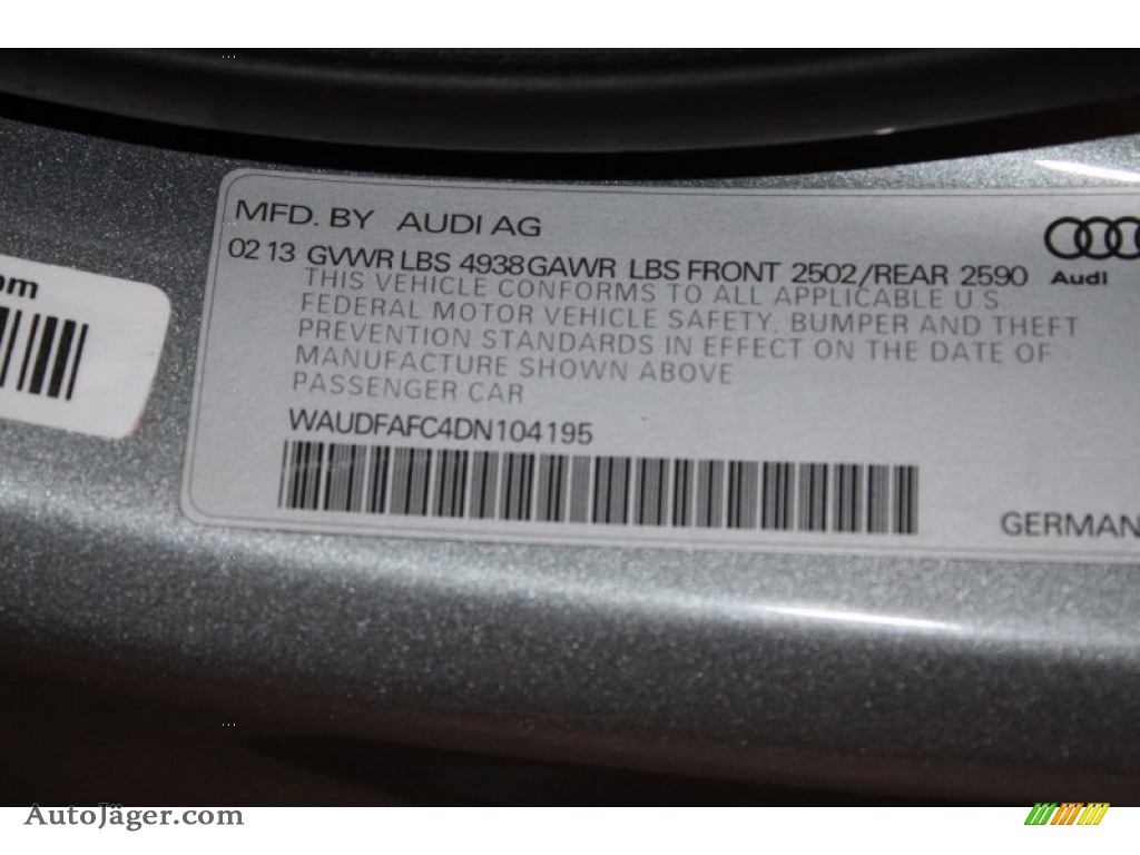 2013 A6 2.0T Sedan - Dakota Gray Metallic / Titanium Gray photo #59