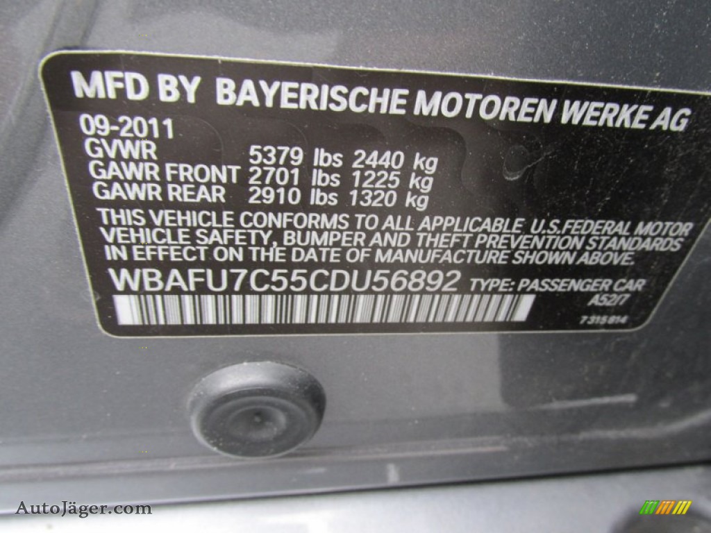 2012 5 Series 535i xDrive Sedan - Space Gray Metallic / Venetian Beige photo #19
